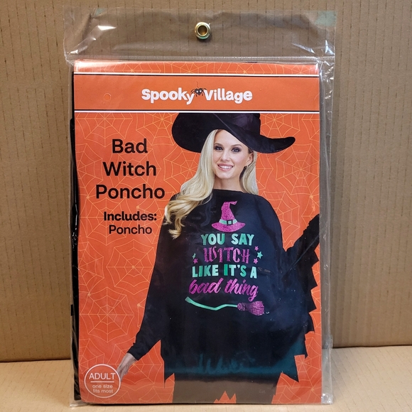 "You say WITCH like it's a bad thing" Costume Poncho Cape Easy Halloween Costume - Picture 4 of 4